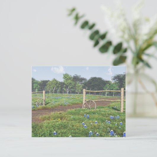 Feld der Bluebonnets Postkarte (Stehend Vorderseite)