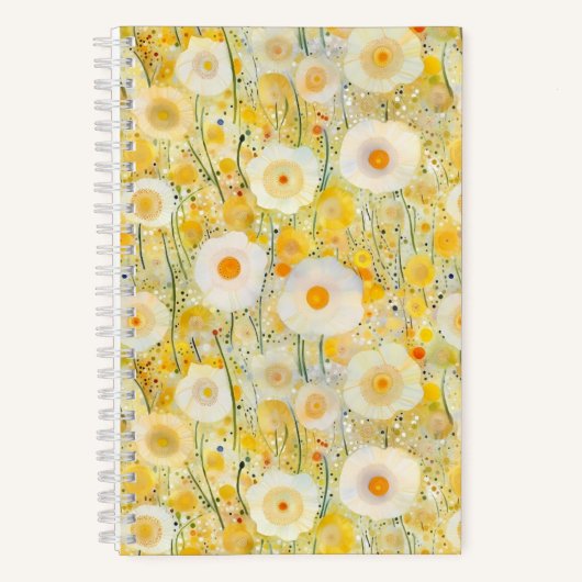 Feld der Blume Gelborange Natur glücklicher Spaß Notizblock (Vorderseite)