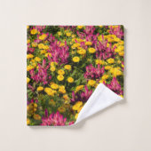 Feld der bunten gelben und violetten Blumen Badhandtuch Set (Waschlappen)