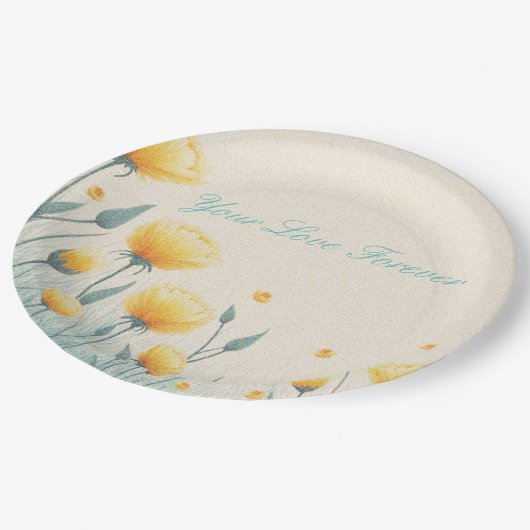 Feld der endlosen Liebe Pappteller (Schrägansicht)