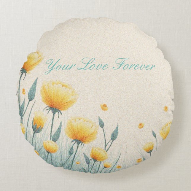 Feld der endlosen Liebe Rundes Kissen (Vorderseite)