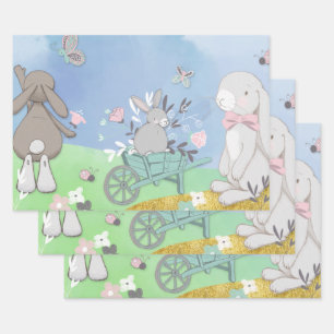 Feld der Frühlingshasen Geschenkpapier Set