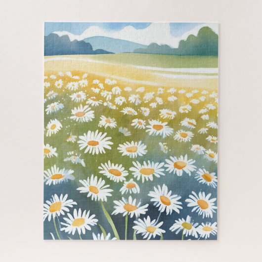 Feld der Gänseblümchen | Blumenwiese Florale Maler Puzzle (Vertikal)