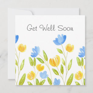 Feld der gelben blauen Blumen