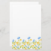 Feld der gelben blauen Blumen Briefpapier (Vorne/Hinten)