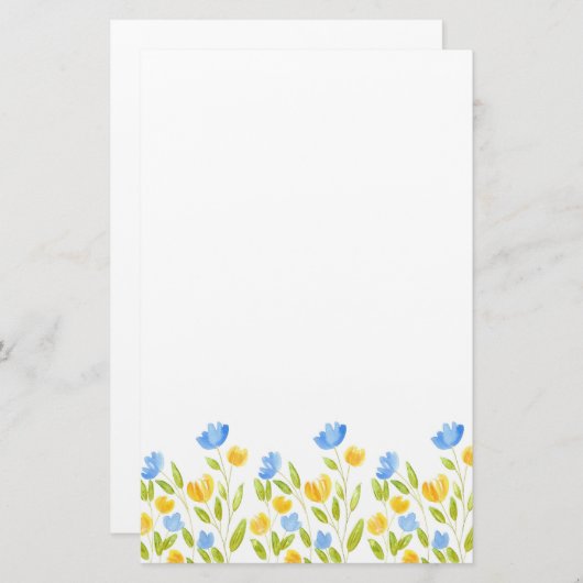 Feld der gelben blauen Blumen Briefpapier (Vorne/Hinten)