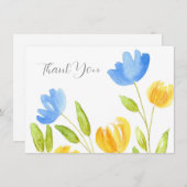 Feld der gelben blauen Blumen Dankeskarte (Vorne/Hinten)