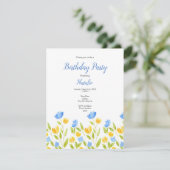 Feld der gelben blauen Blumen Einladung (Stehend Vorderseite)