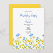 Feld der gelben blauen Blumen Einladung (Vorne/Hinten)