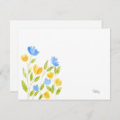 Feld der gelben blauen Blumen Mitteilungskarte (Vorne/Hinten)