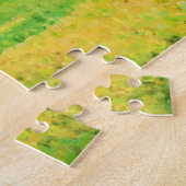 Feld der gelben Blumen Pinien Bäume Natur Malerei Puzzle (Seite)