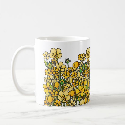 Feld der gelben Butterblume-Blumen Kaffeetasse (Links)