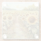 Feld der gelben Sonnenblumen Glasuntersetzer (Rückseite)