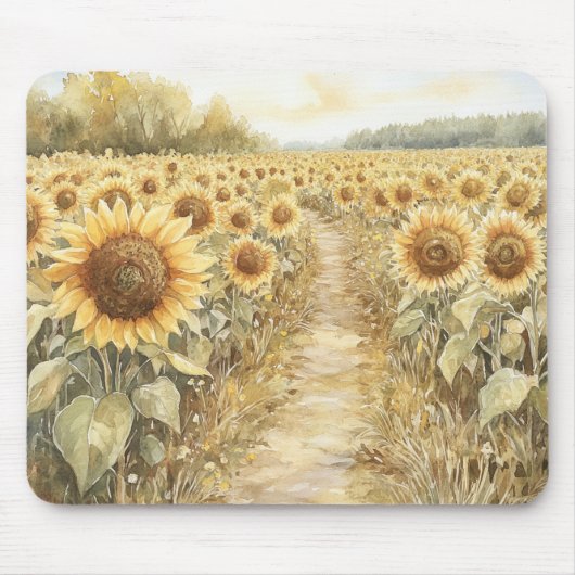 Feld der gelben Sonnenblumen Mousepad (Vorne)