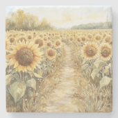 Feld der gelben Sonnenblumen Steinuntersetzer (Vorderseite)