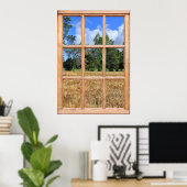 Feld der Gerstenansicht aus einem Fenster Poster (Heimbüro)