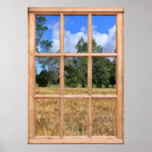 Feld der Gerstenansicht aus einem Fenster Poster (Vorne)