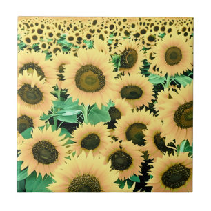 Feld der goldgelben Sonnenblumen Fliese