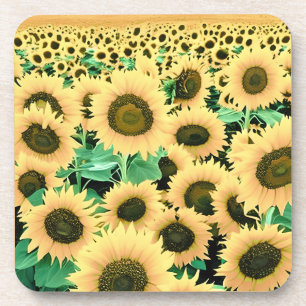 Feld der goldgelben Sonnenblumen Getränkeuntersetzer