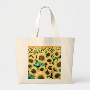 Feld der goldgelben Sonnenblumen Jumbo Stoffbeutel
