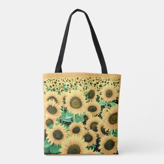 Feld der goldgelben Sonnenblumen Tasche (Rückseite)