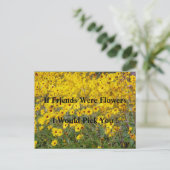 Feld der lebendigen gelben Blumen Freundschaft Postkarte (Stehend Vorderseite)