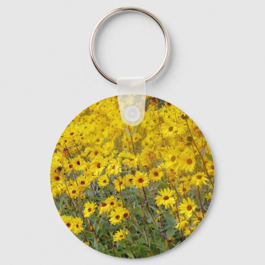 Feld der lebhaften gelben Blumen Schlüsselanhänger (Vorderseite)