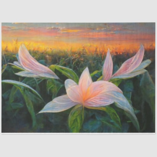 Feld der Lilys-Blumendekoupage Seidenpapier (Vorderseite)