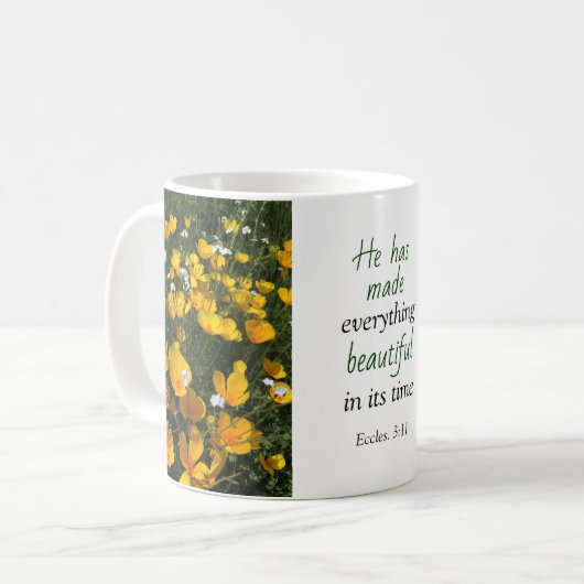 Feld der Mohnblumen-Bibel-Vers-Tasse Kaffeetasse (Vorderseite Links)
