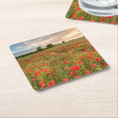 Feld der Mohnblumen Rechteckiger Pappuntersetzer (angewinkelt)