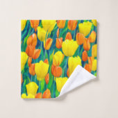 Feld der orangen und gelben Tulpen Badhandtuch Set (Waschlappen)