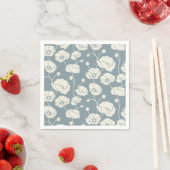 Feld der Poppies Creme auf blau Serviette (Beispiel)