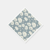 Feld der Poppies Creme auf blau Serviette (Ecke)