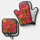 Feld der Poppies Oven Mitt und Pot Holder Set (Vorderseite/Rückseite)