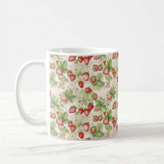 Feld der reifen, roten Erdbeeren Kaffeetasse (Links)