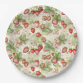 Feld der reifen, roten Erdbeeren Pappteller (Vorderseite)