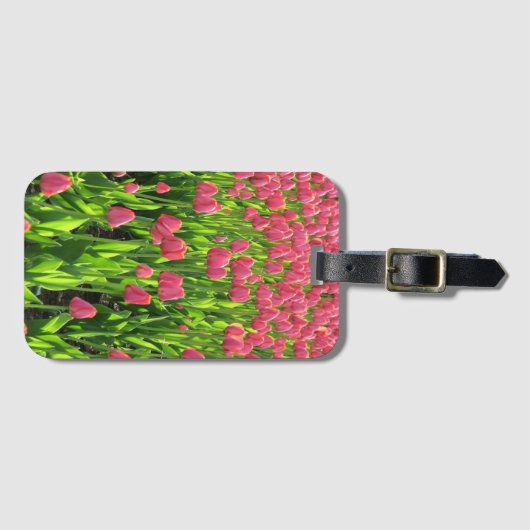 Feld der rosa Tulipen Gepäckanhänger (Vorderseite (Horizontal))