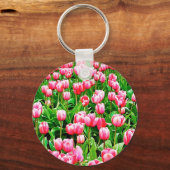 Feld der rosa Tulipen Schlüsselanhänger (Vorderseite)