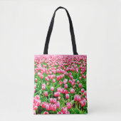 Feld der rosa Tulipen Tasche (Vorderseite)