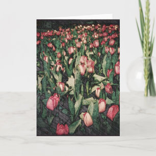 Feld der rosa Tulpen Balnk Gruß-Karte Karte