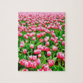 Feld der rosa Tulpen Puzzle (Vertikal)
