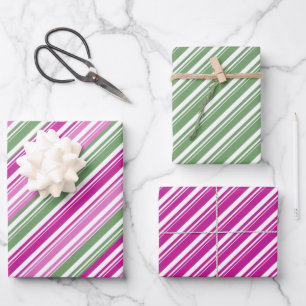 Feld der rosa Violetten Candy Cane Stripe Holiday Geschenkpapier Set
