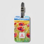 Feld der roten Mohn-Blume Aquarell Gepäckanhänger (Vorderseite Vertikal)