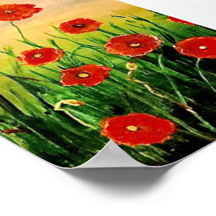 Feld der Roten Mohnblumen Poster