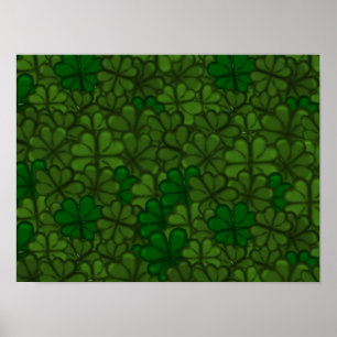 Feld der Shamrocks Digitale Kunst Muster St. Patri Poster