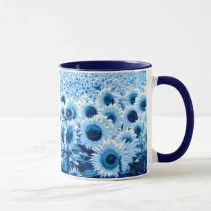 Feld der Sonnenblumen - Blautöne Tasse