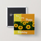 Feld der Sonnenblumen - Happy Birthday Button (Vorne & Hinten)