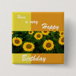 Feld der Sonnenblumen - Happy Birthday Button