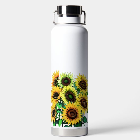 Feld der Sonnenblumen-Monogramm Trinkflasche (Rückseite)