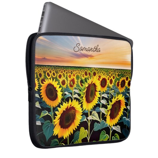 Feld der Sonnenblumen Unterschrift Laptopschutzhülle (Vorne Rechts)